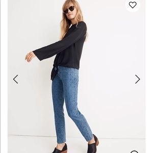 Madewell black bell sleeve sheer top